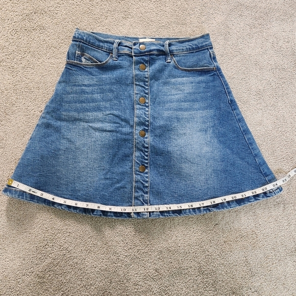MOTHER Miranda Snap Down Mini Flare Skirt Denim Jean Size 27 - Picture 7 of 13